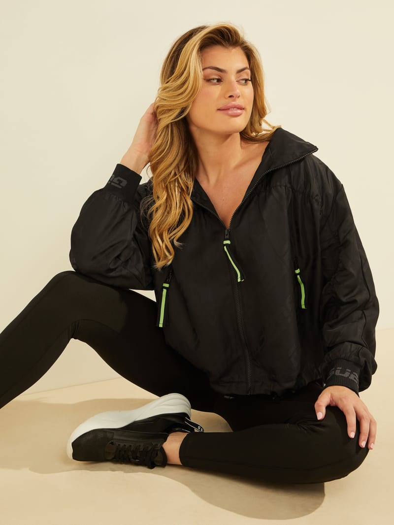 Guess Cleo Logo Windbreaker Hoodie Dames Zwart | 3809-LNMXD