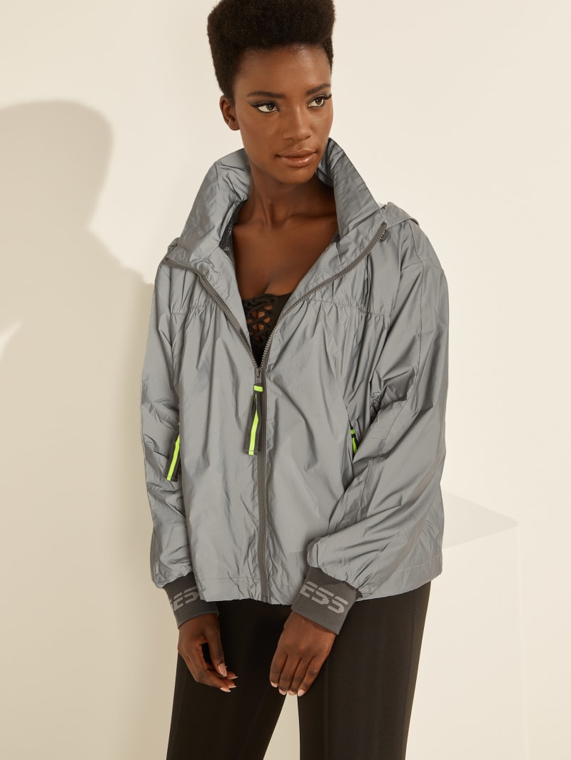 Guess Cleo Reflective Windbreaker Jassen Dames Zilver | 8573-IEVHG