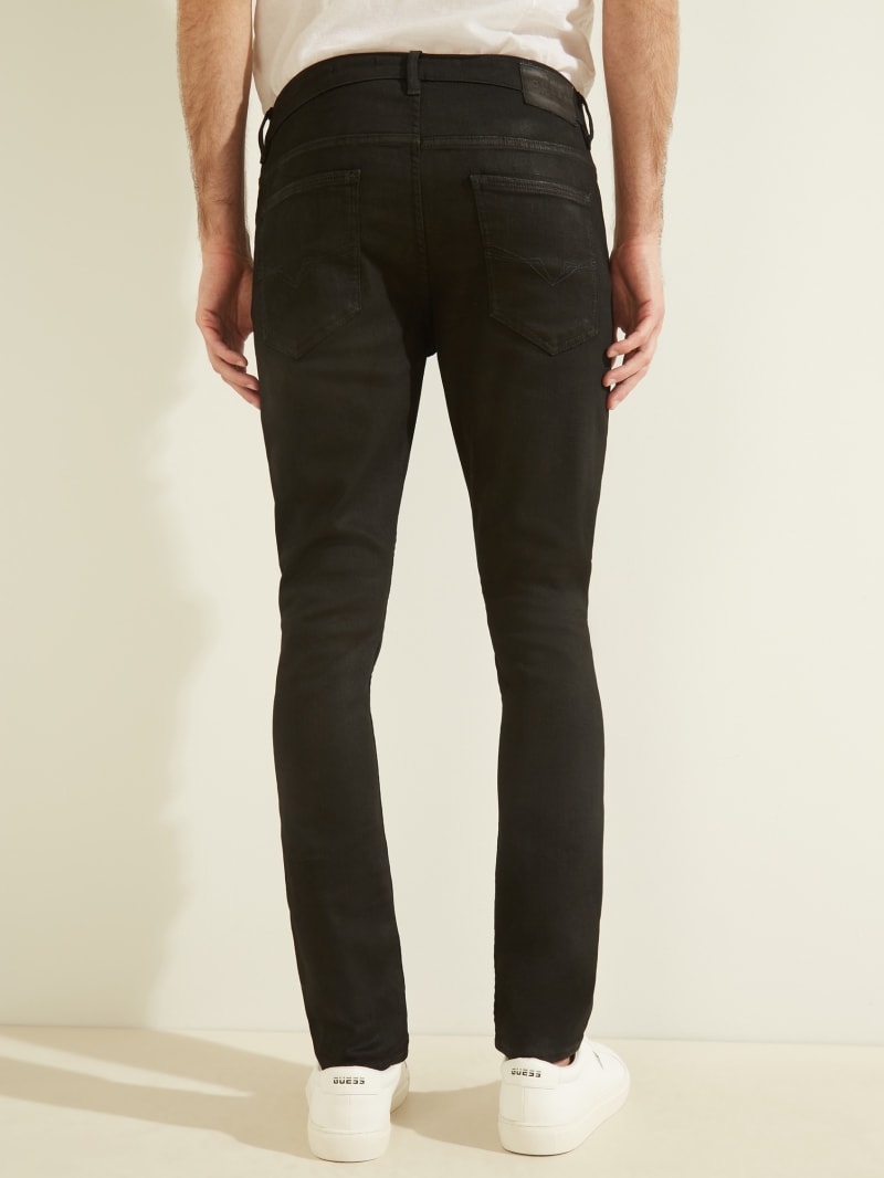 Guess Coated Skinny Broek Heren Zwart | 9608-DZFVW