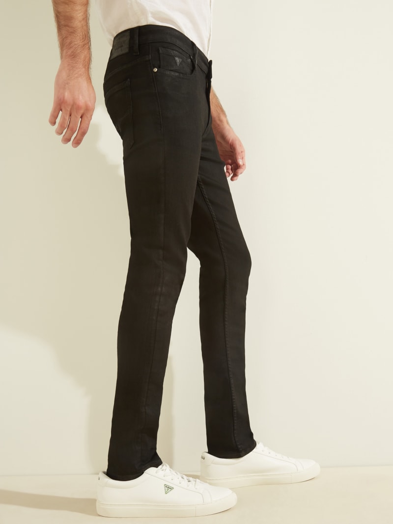 Guess Coated Skinny Broek Heren Zwart | 9608-DZFVW