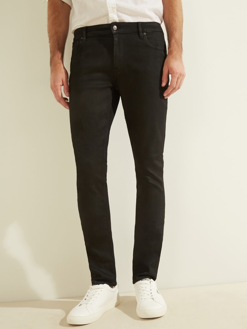 Guess Coated Skinny Broek Heren Zwart | 9608-DZFVW