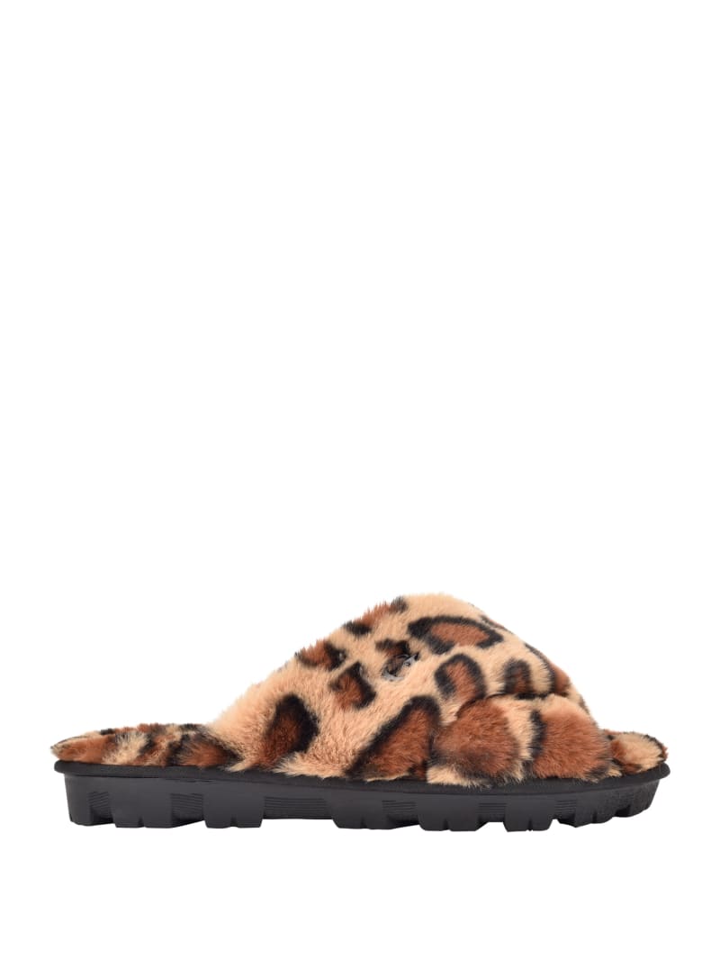 Guess Crisscross Fur Slippers Sandalen Dames Bruin | 8237-RMFNQ