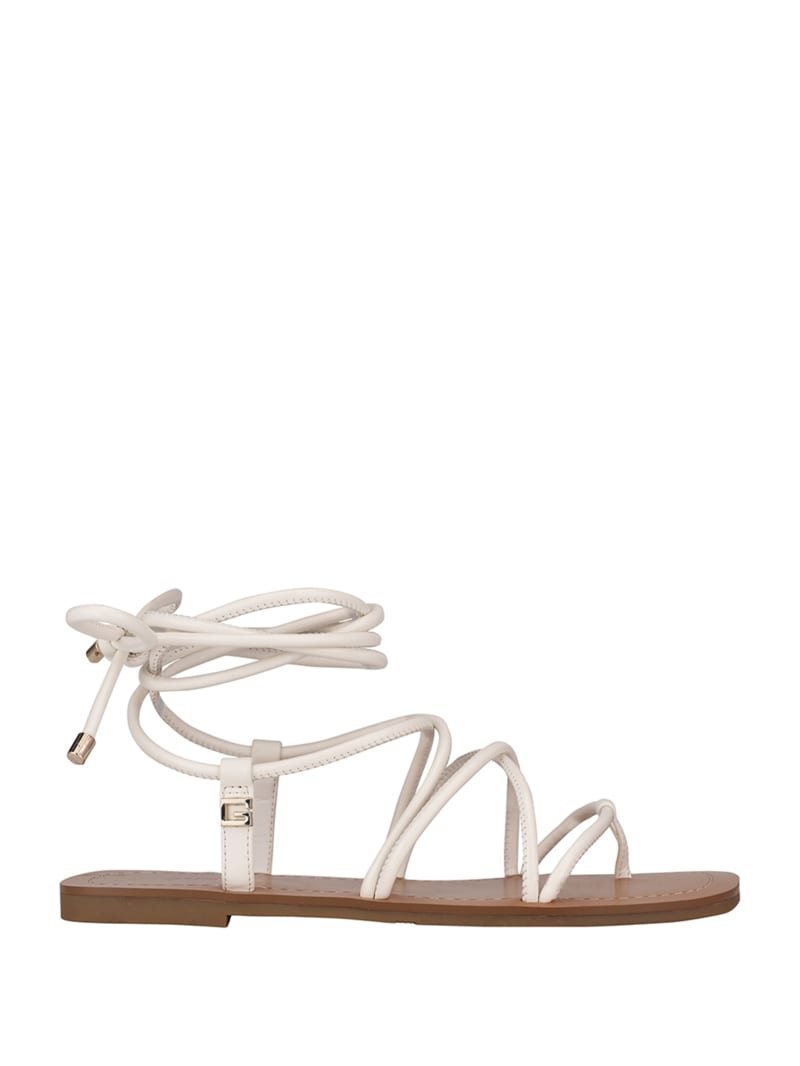 Guess Cristen Kanten-Up Platte Sandalen Dames Wit | 9760-JOXGQ