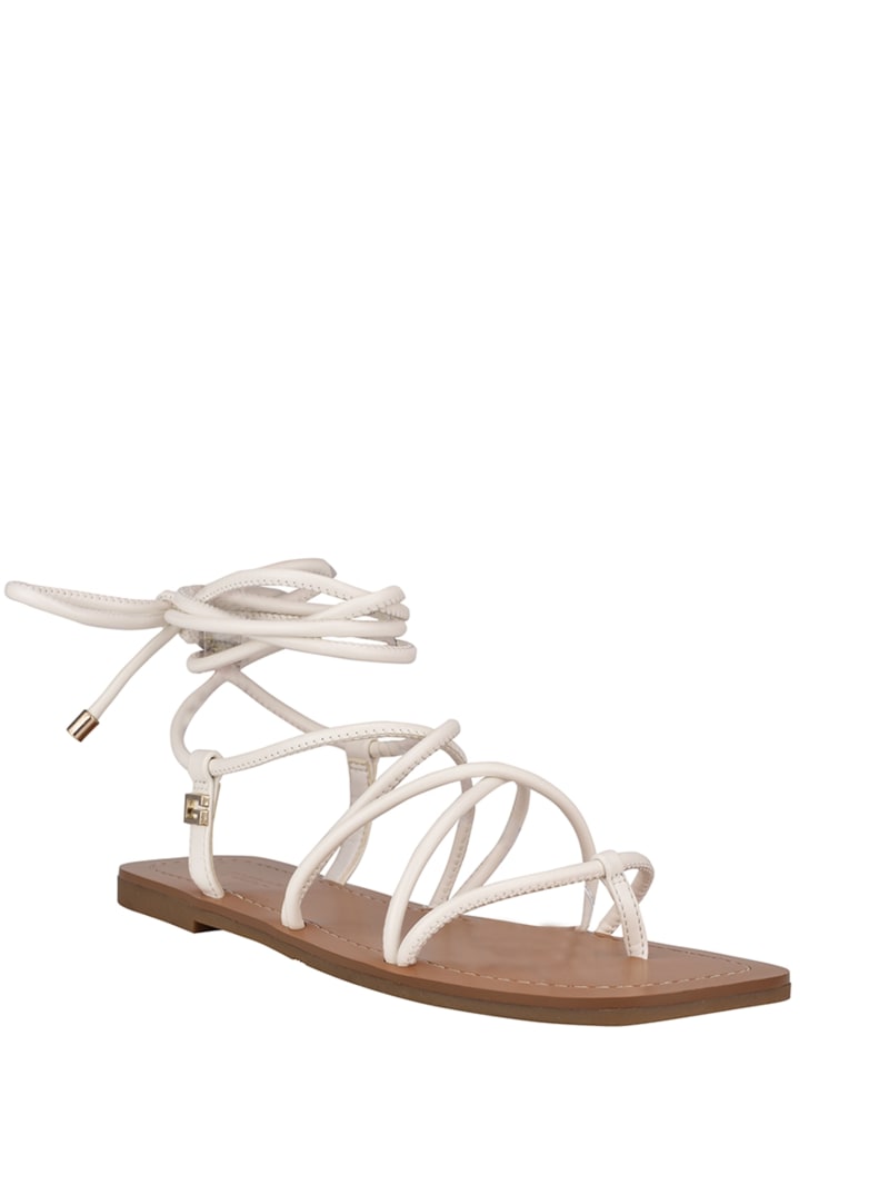 Guess Cristen Kanten-Up Platte Sandalen Dames Wit | 9760-JOXGQ