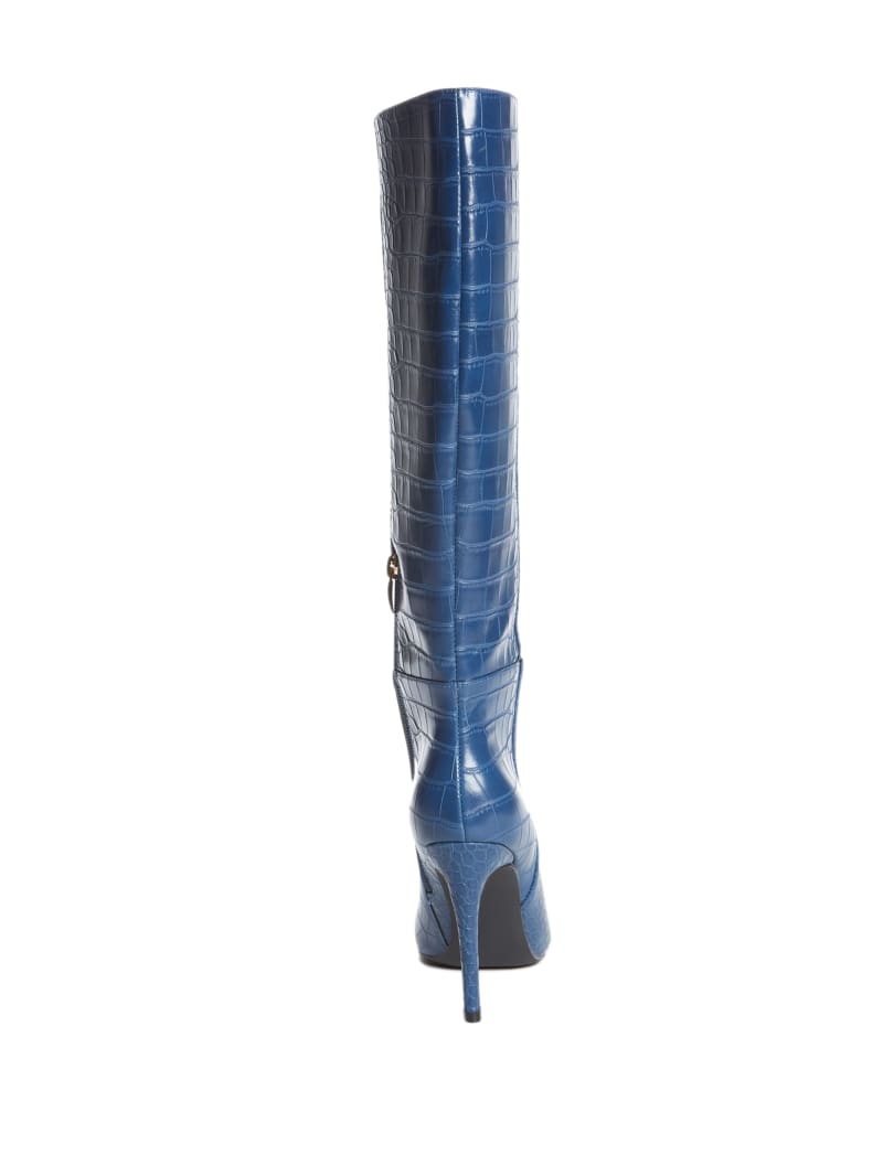 Guess Croc Knee-High Laarzen Dames Blauw | 8465-JQOCL