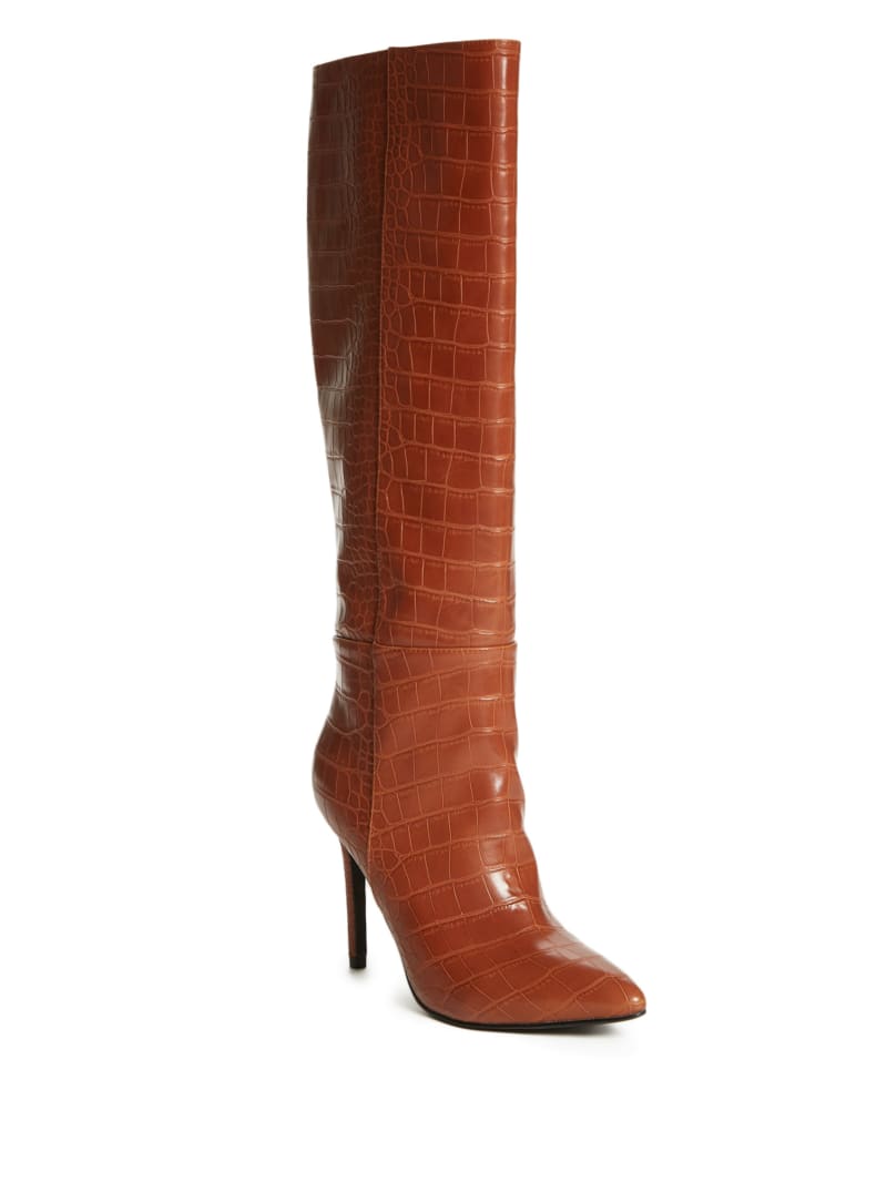 Guess Croc Knee-High Laarzen Dames Bruin | 1642-GAKJQ