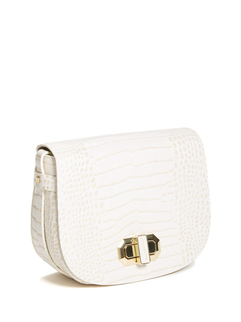 Guess Crocodile Saddle Handtas Dames Wit | 9540-XFGKZ