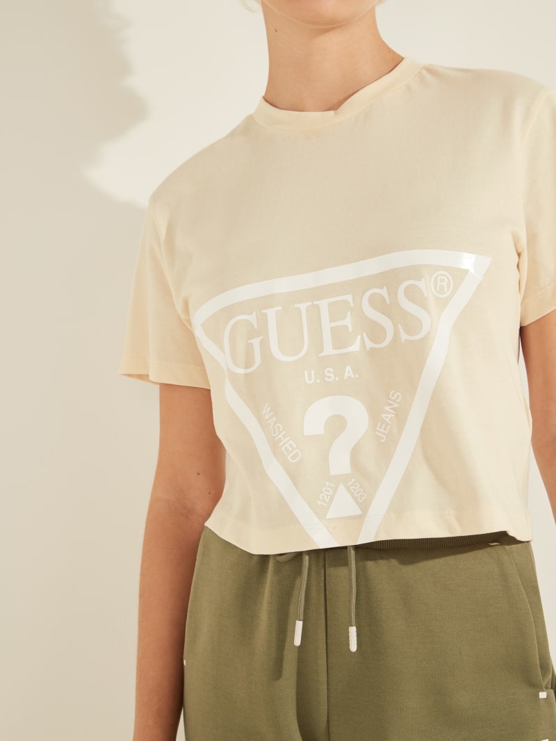 Guess Cropped Logo Tee T-shirts Dames Lichtblauw | 2317-CGMNQ