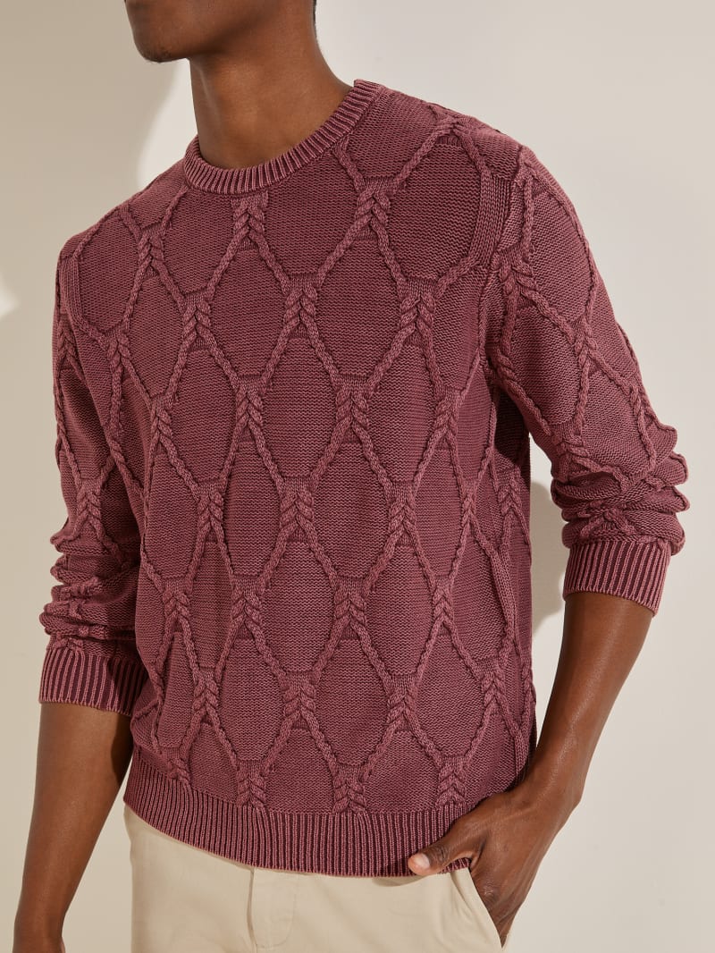 Guess Dawson Cable Knit Truien Heren Bordeaux | 4816-OHCXU