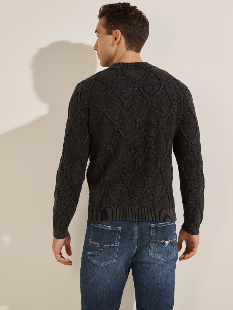 Guess Dawson Cable Knit Truien Heren Zwart | 2510-HXCTK