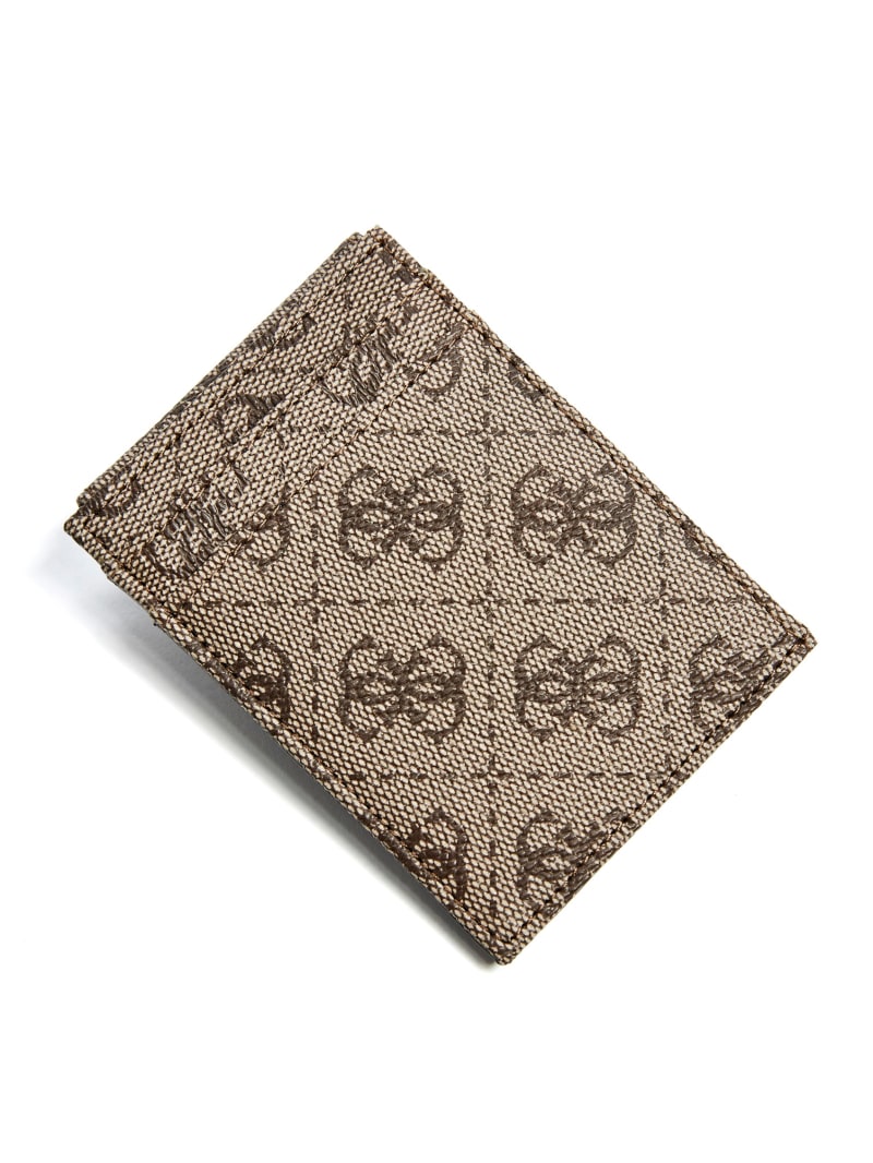 Guess Don Logo-Print Magnetic Card Case Portefeuille Dames Bruin | 0423-DKCHA