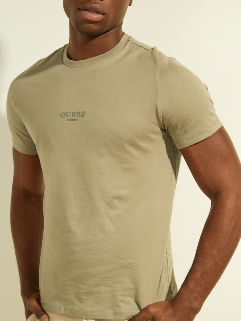 Guess Eco Aidy Logo Tee T-shirts Heren Groen | 7482-ILGPR