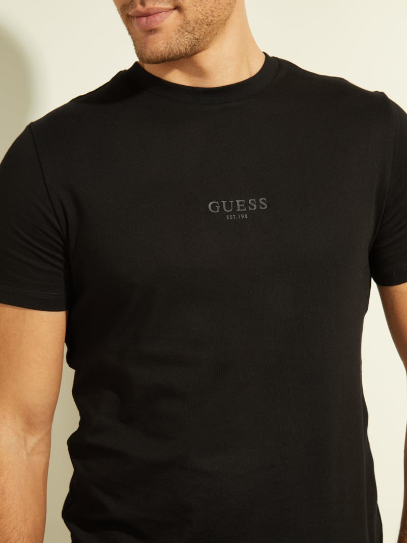 Guess Eco Aidy Logo Tee T-shirts Heren Zwart | 8160-TEUOZ