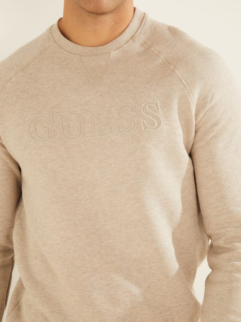 Guess Eco Aldwin Logo Crew Sweatshirts Heren Bruin | 2013-VMPHD