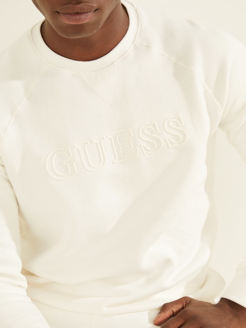 Guess Eco Aldwin Logo Crew Sweatshirts Heren Wit | 5784-DWACM