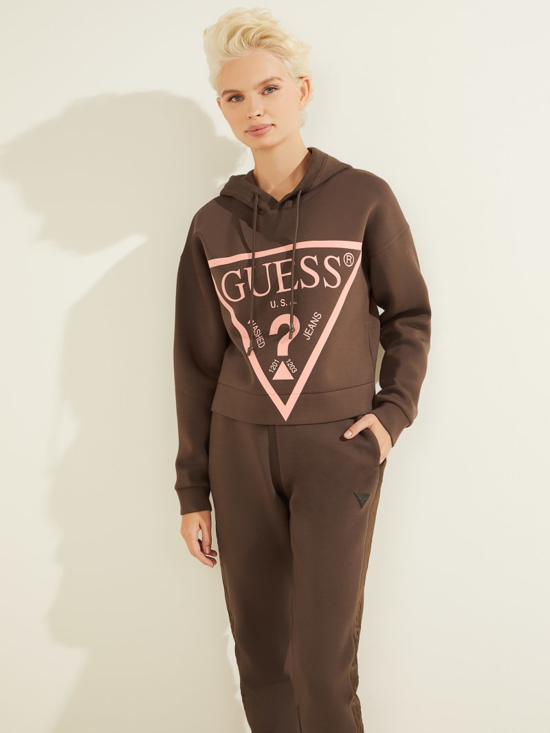 Guess Eco Alisa Logo Hoodie Dames Chocola | 4725-SZVYR