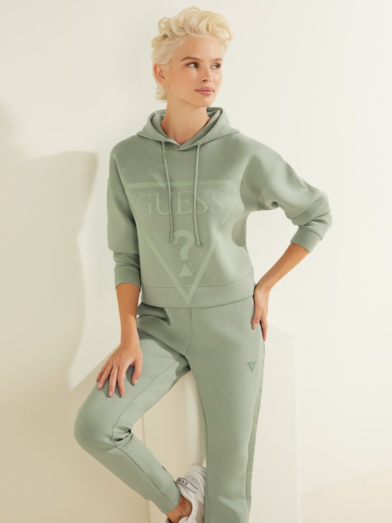 Guess Eco Alisa Logo Hoodie Dames Groen | 7310-BOVDX