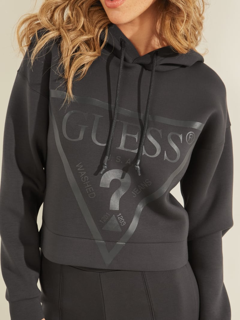 Guess Eco Alisa Logo Hoodie Dames Zwart | 8437-ITGSX