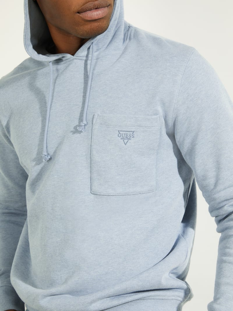 Guess Eco Almo Fleece Hoodie Heren Blauw | 7592-KIHWN