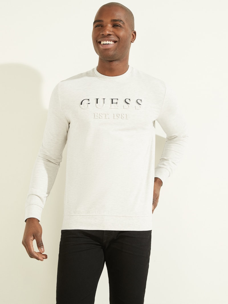 Guess Eco Beau Fleece Sweatshirts Heren Beige | 9854-DXQZL