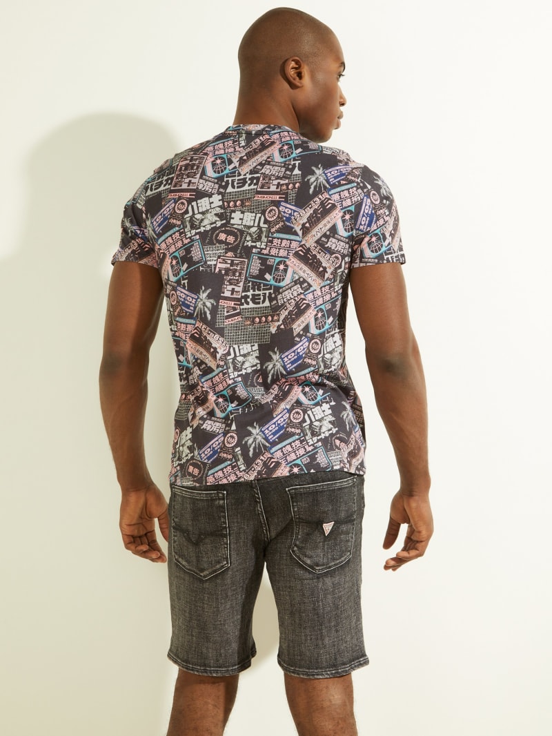 Guess Eco Collage Crewneck Tee T-shirts Heren Gekleurd | 6578-GZNKX