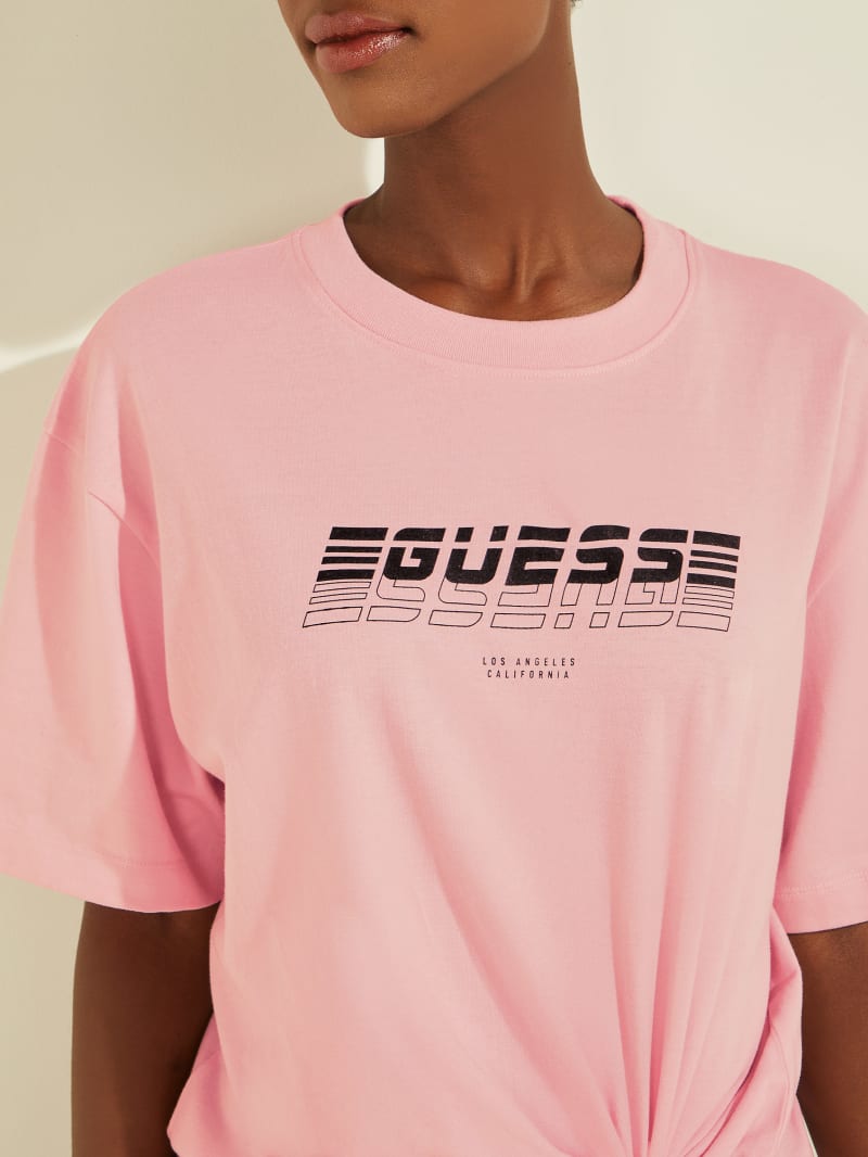 Guess Eco Dalya Logo Tee Topjes Dames Lichtroze | 7391-NULWA