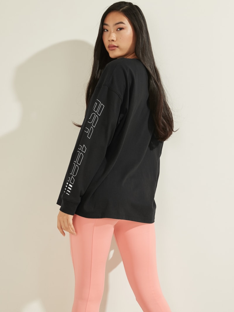 Guess Eco Dalya Long-Sleeve Tee Hoodie Dames Zwart | 9835-VOLMR