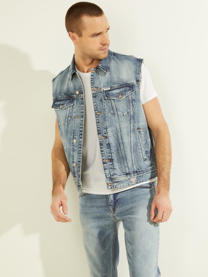 Guess Eco Dillon Denim Vest Jassen Heren Blauw | 8465-IHOSV