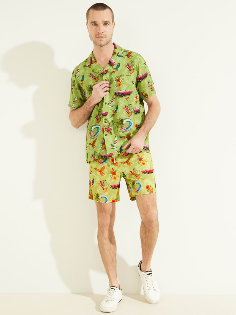 Guess Eco Hawaii Woven Swim Trunks Zwemkleding Heren Bloemen | 4309-JVYSM