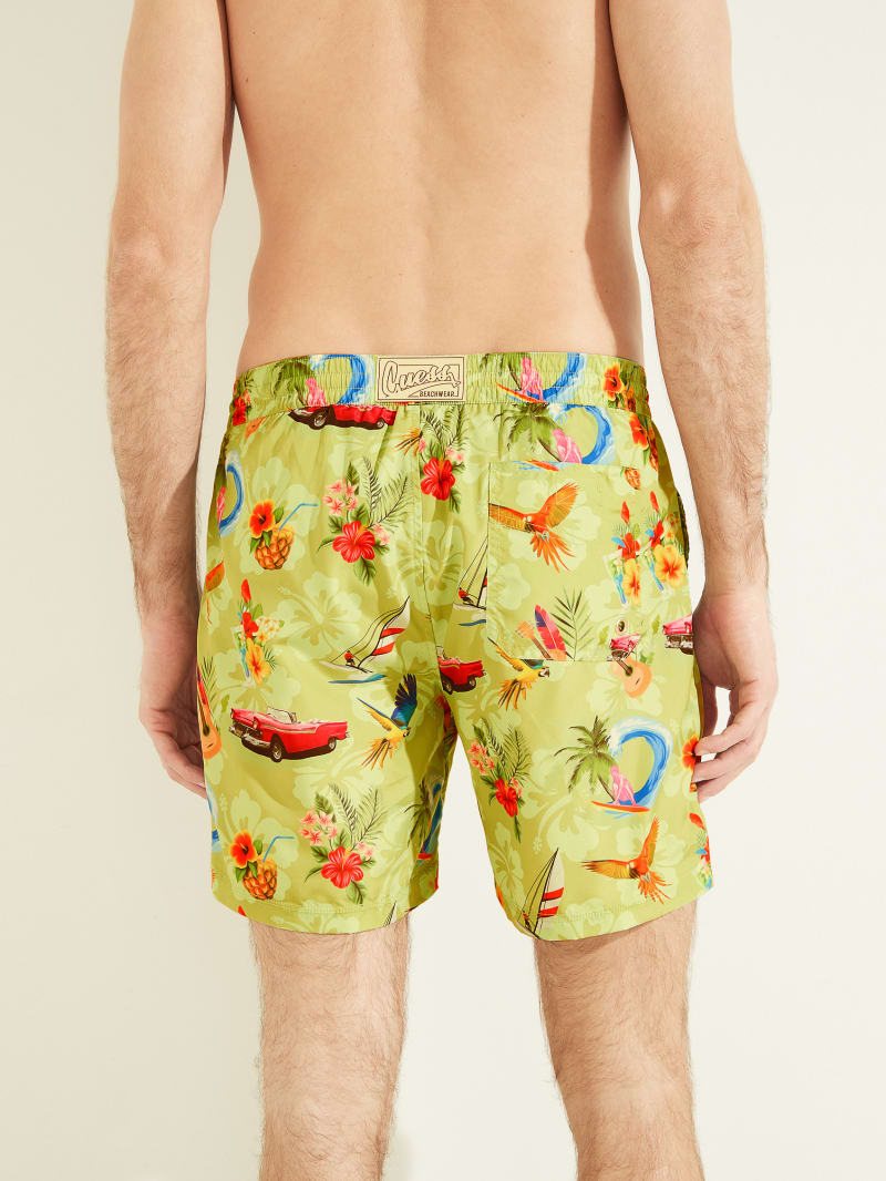 Guess Eco Hawaii Woven Swim Trunks Zwemkleding Heren Bloemen | 4309-JVYSM