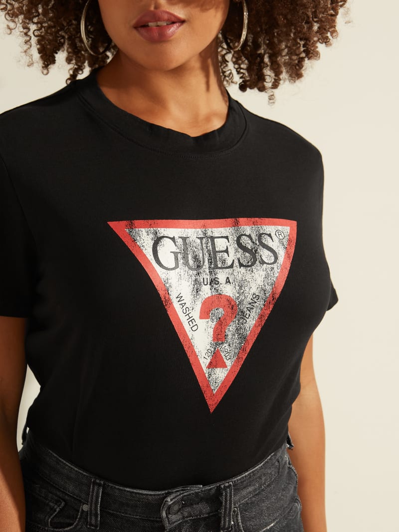 Guess Eco Klassieke Logo Tee Topjes Dames Zwart | 2104-VQAEW