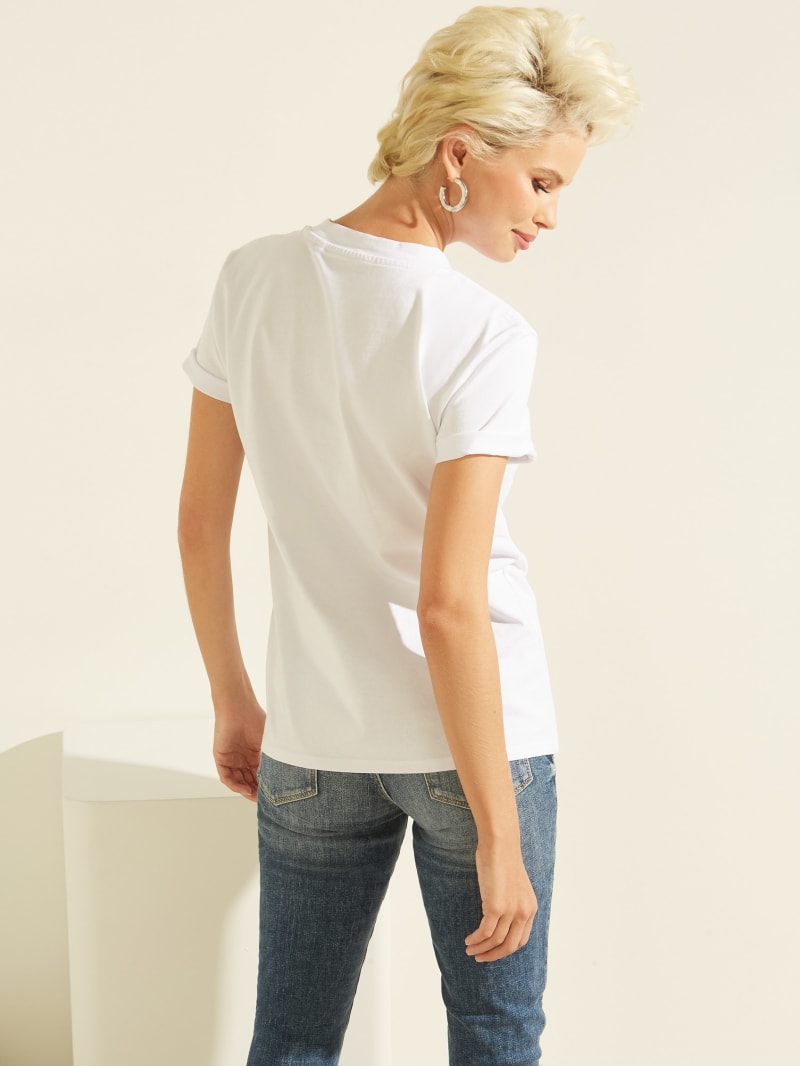 Guess Eco Klassieke Logo Tee Topjes Dames Wit | 5093-MRDZU