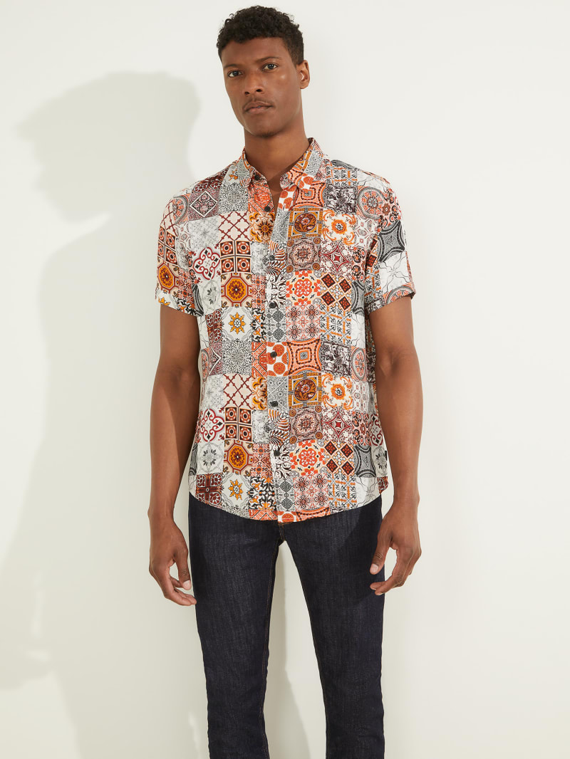 Guess Eco Mosaic Rayon Overhemd Heren Gekleurd | 9478-MHGYP