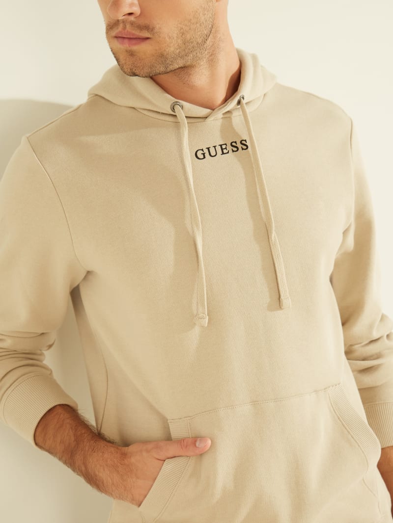 Guess Eco Roy Embroidered Logo Hoodie Heren Beige | 0648-RPJAW