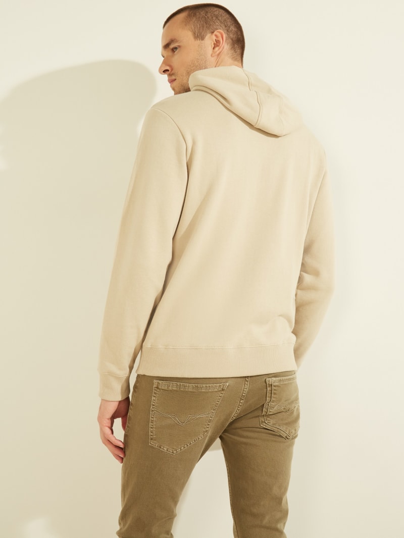 Guess Eco Roy Embroidered Logo Hoodie Heren Beige | 0648-RPJAW