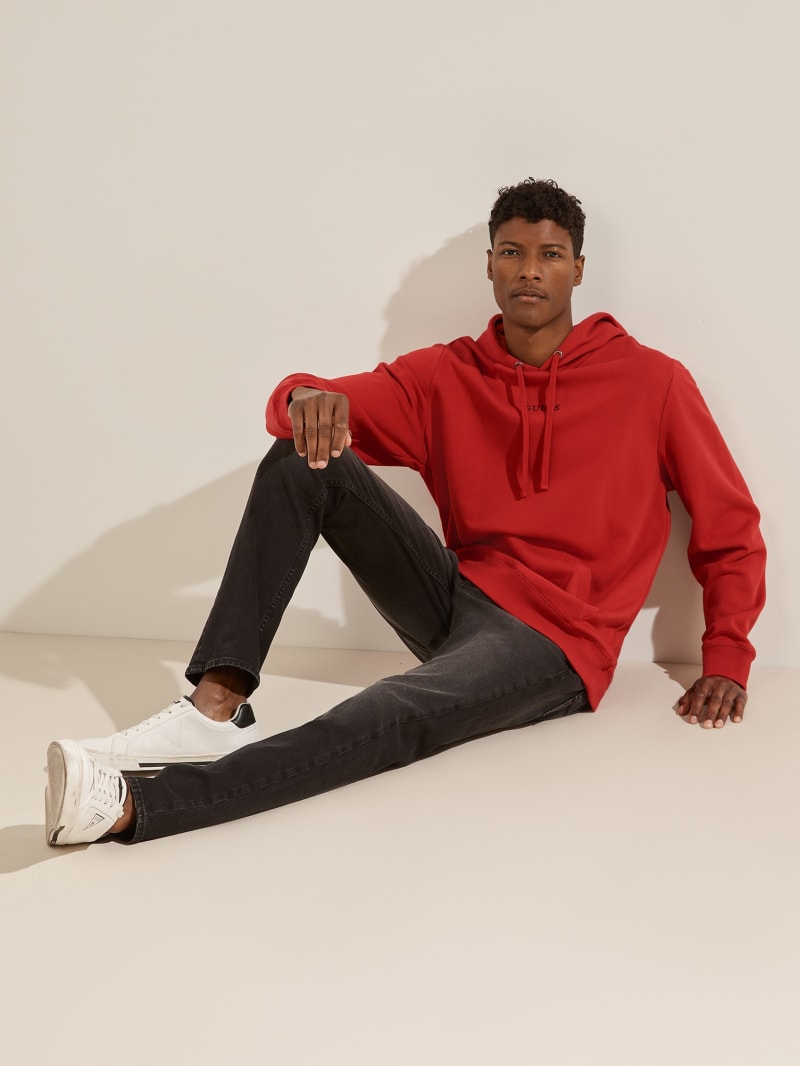 Guess Eco Roy Embroidered Logo Hoodie Heren Rood | 4150-BSJZY