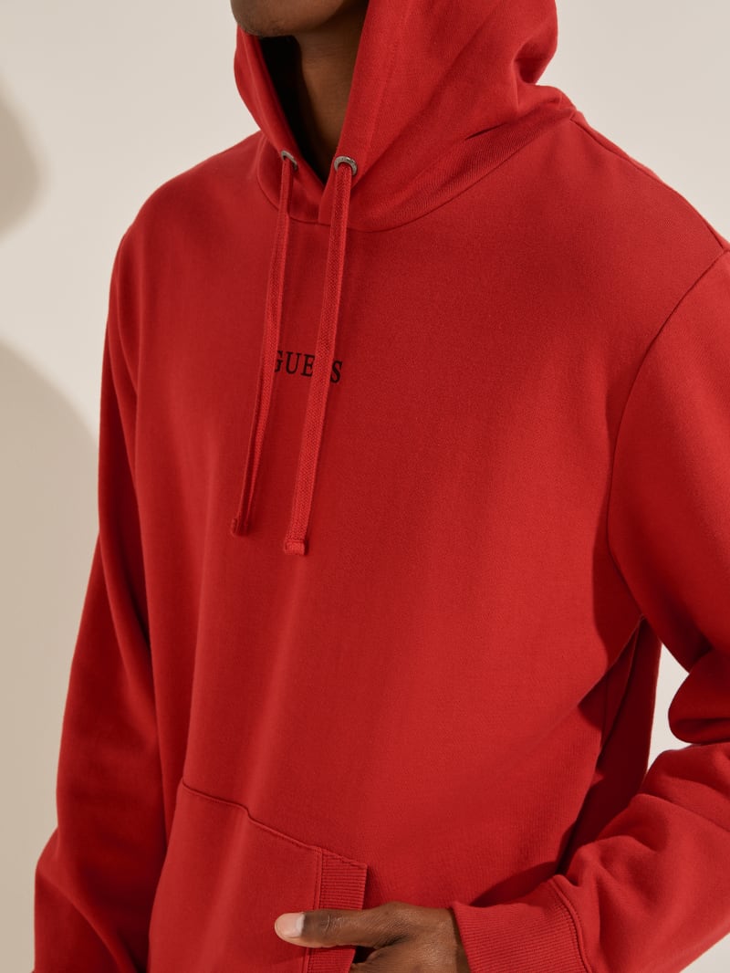 Guess Eco Roy Embroidered Logo Hoodie Heren Rood | 4150-BSJZY