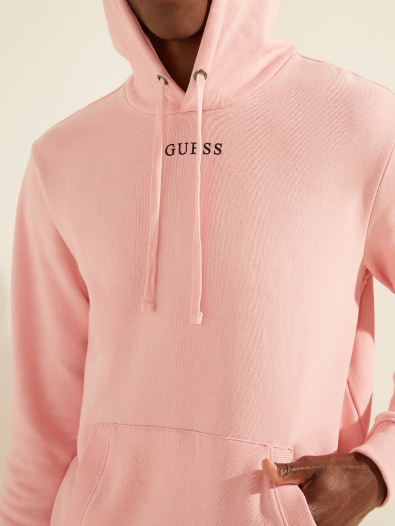 Guess Eco Roy Embroidered Logo Hoodie Heren Lichtroze | 8745-MFIOZ