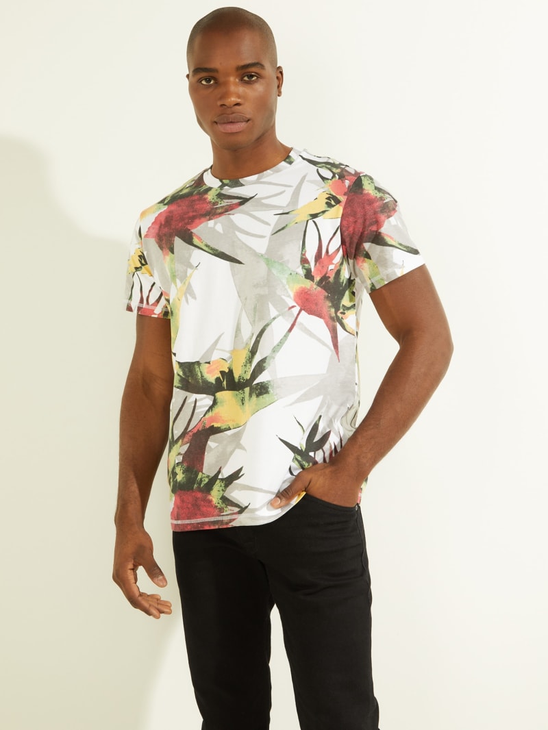 Guess Eco Strely Tee T-shirts Heren Bloemen | 2461-RTVIM