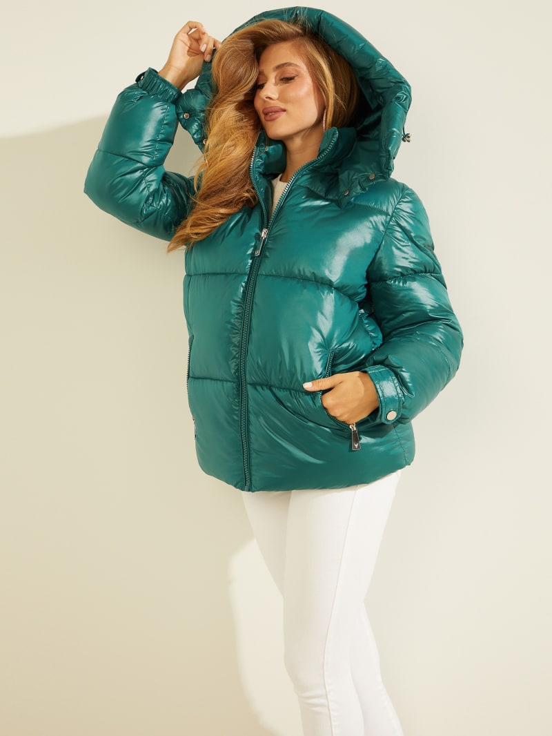 Guess Eliza Puffer Jassen Dames Turquoise | 3546-KHRVW