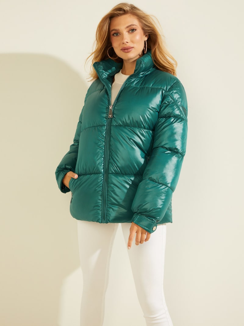 Guess Eliza Puffer Jassen Dames Turquoise | 3546-KHRVW