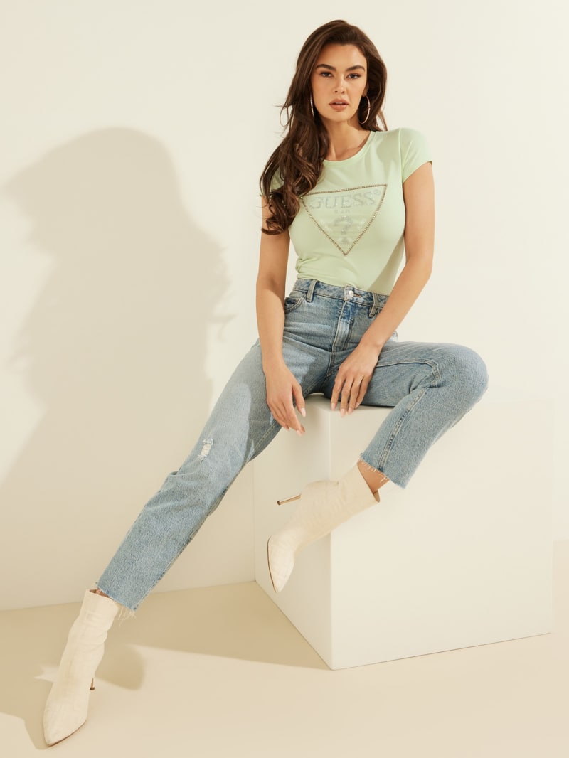 Guess Embellished Logo Tee Topjes Dames Mintgroen | 4295-SCDNW