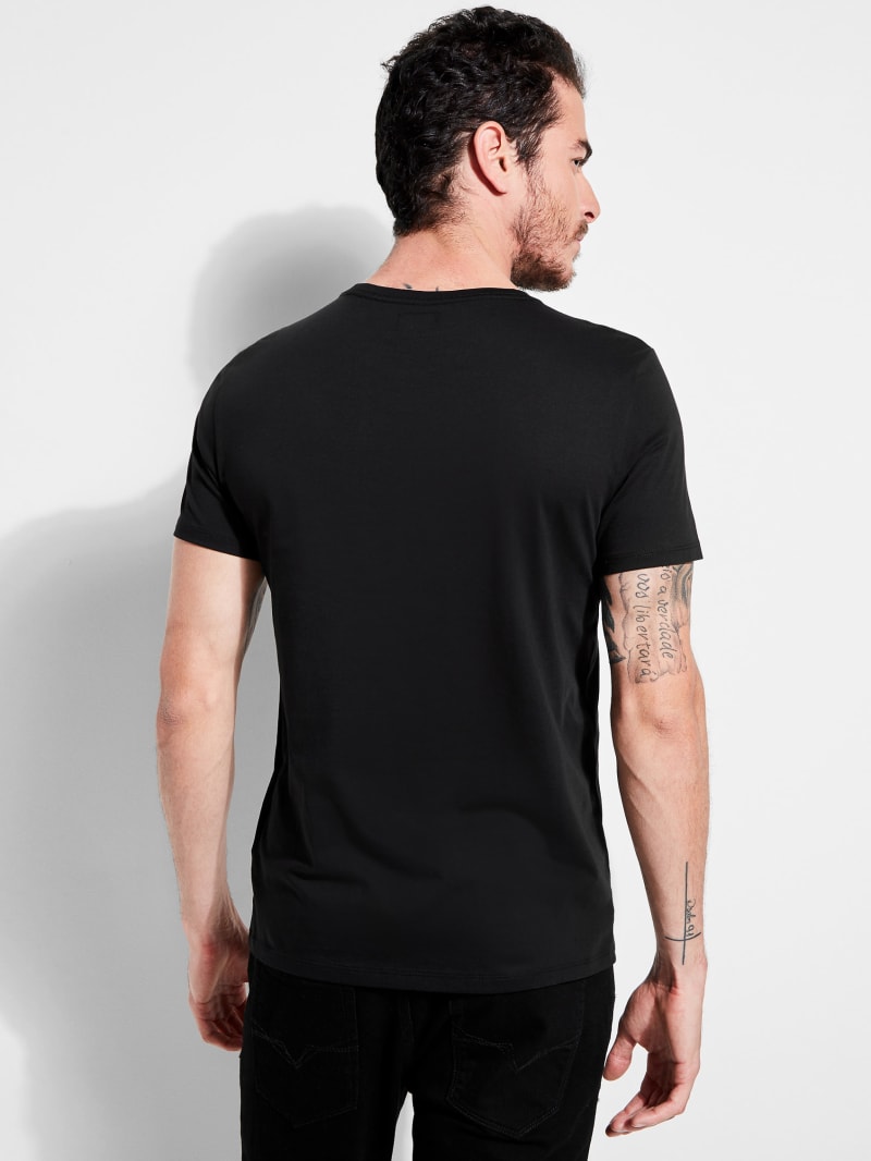 Guess Embroidered Logo Tee T-shirts Heren Zwart | 3719-BXNLH