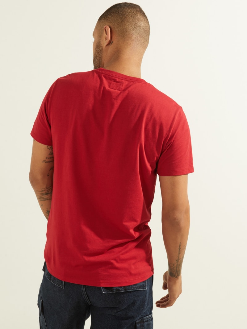 Guess Embroidered Logo Tee T-shirts Heren Rood | 9682-SQOIH