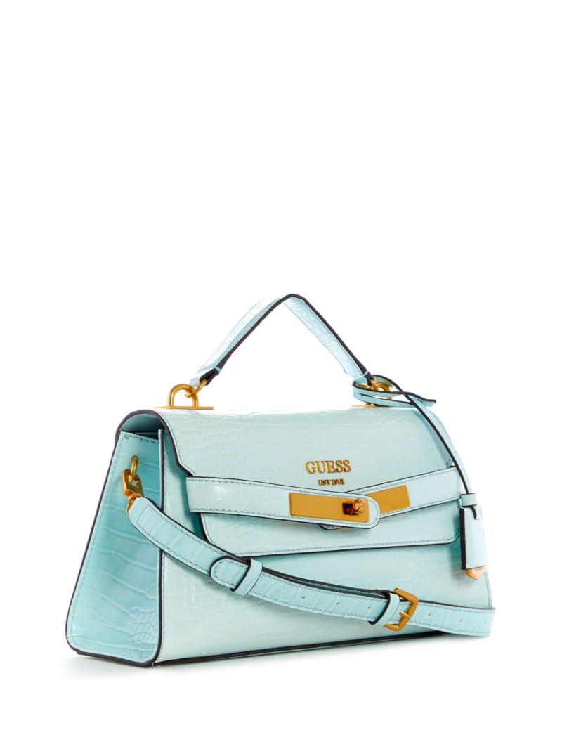 Guess Enisa-Handle Flap Boekentassen Dames Turquoise | 0647-ASMKG