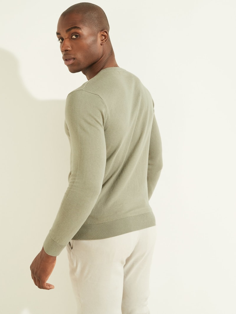 Guess Essential Crewneck Truien Heren Groen | 3608-ELSDN