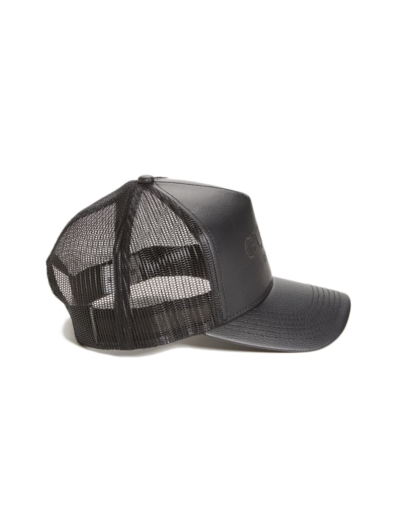 Guess Faux-Leren Trucker Hoeden Heren Zwart | 5136-LXRYJ