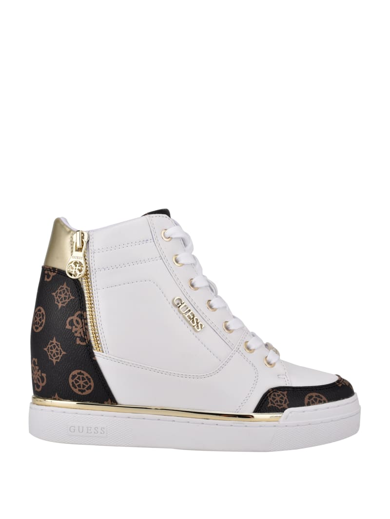 Guess Figz Logo Wedge Sneakers Dames Wit | 9307-WSIQY