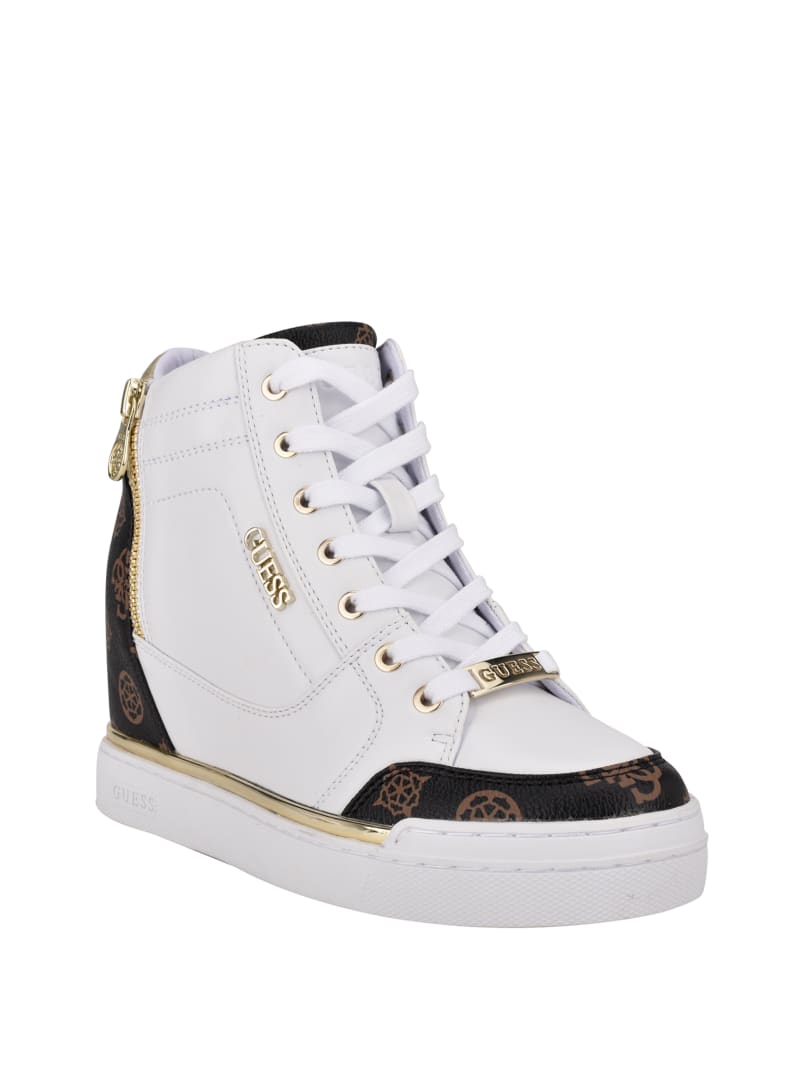 Guess Figz Logo Wedge Sneakers Dames Wit | 9307-WSIQY