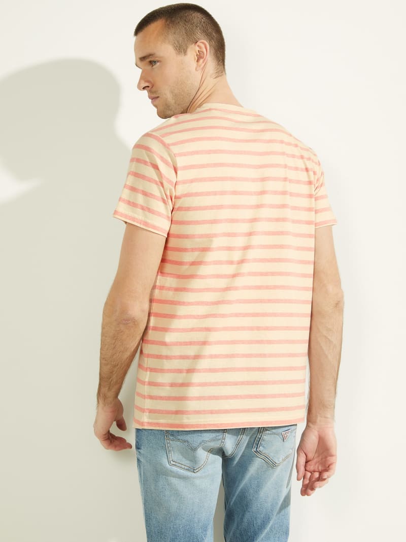 Guess Finn Pique Striped Tee T-shirts Heren Roze | 1372-KNBDO